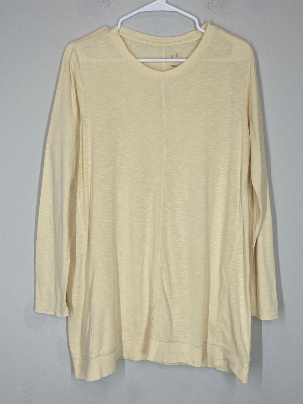 J. Jill Tunic Top Women's M Elliptical Cream Pima Cotton Long Sleeves Pullover